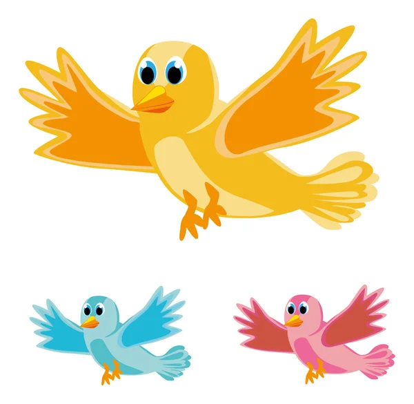 Vogels in drie kleuren — Stockvector