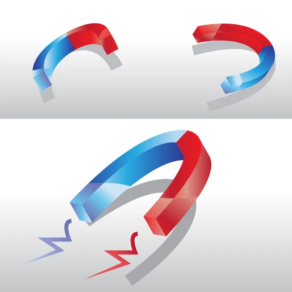 Sada modré a červené magnety — Stockový vektor