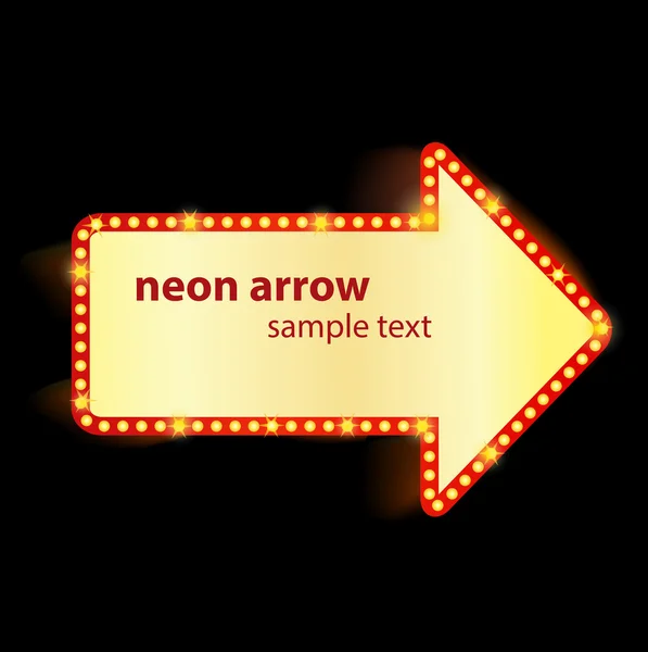 Yellow neon arrow — Stock Vector