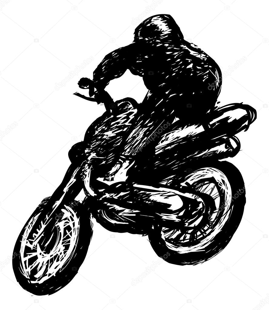 Black motorbike rider