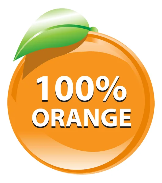 Honderd procent oranje badge — Stockvector