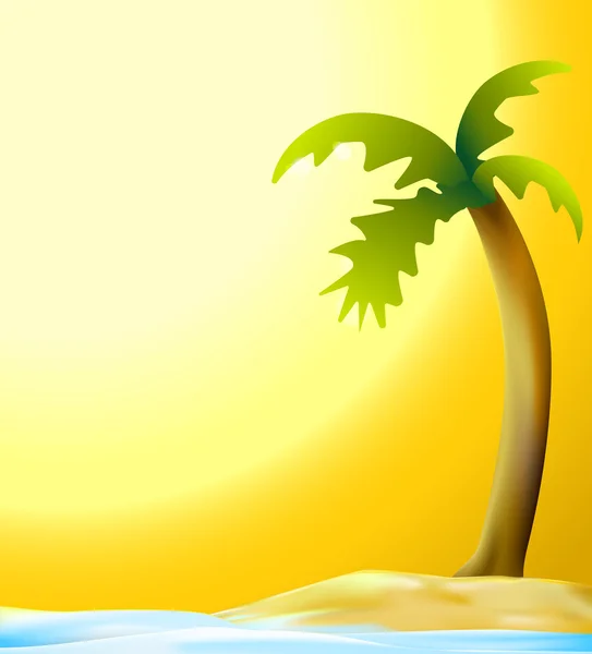 Palmen und Strand im Sonnenuntergang — Stockvektor