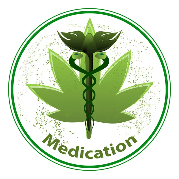 医療の雑草。緑色の記号 — ストックベクタ