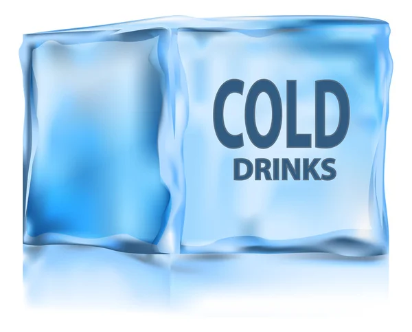 Kostka ledu se slovy studené nápoje — Stockový vektor