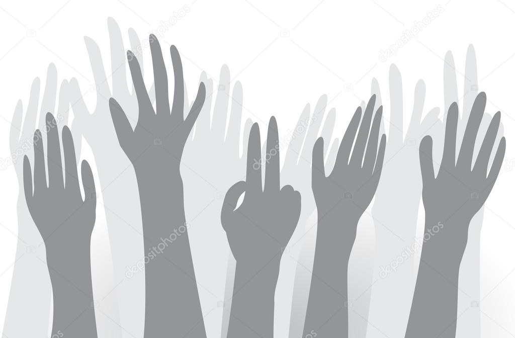 Grey human hands up