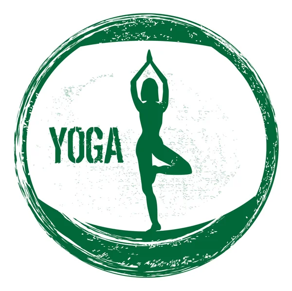 Grunge yoga timbro — Vettoriale Stock