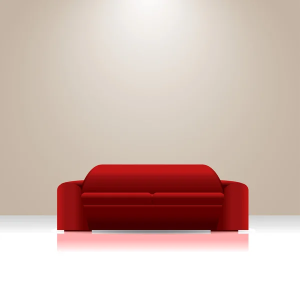 Rode sofa op kamer — Stockvector