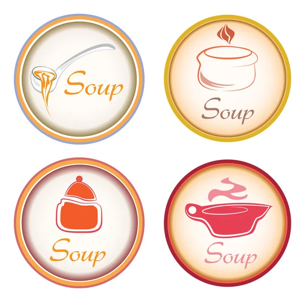 Čtyři odznaky polévky — Stockový vektor