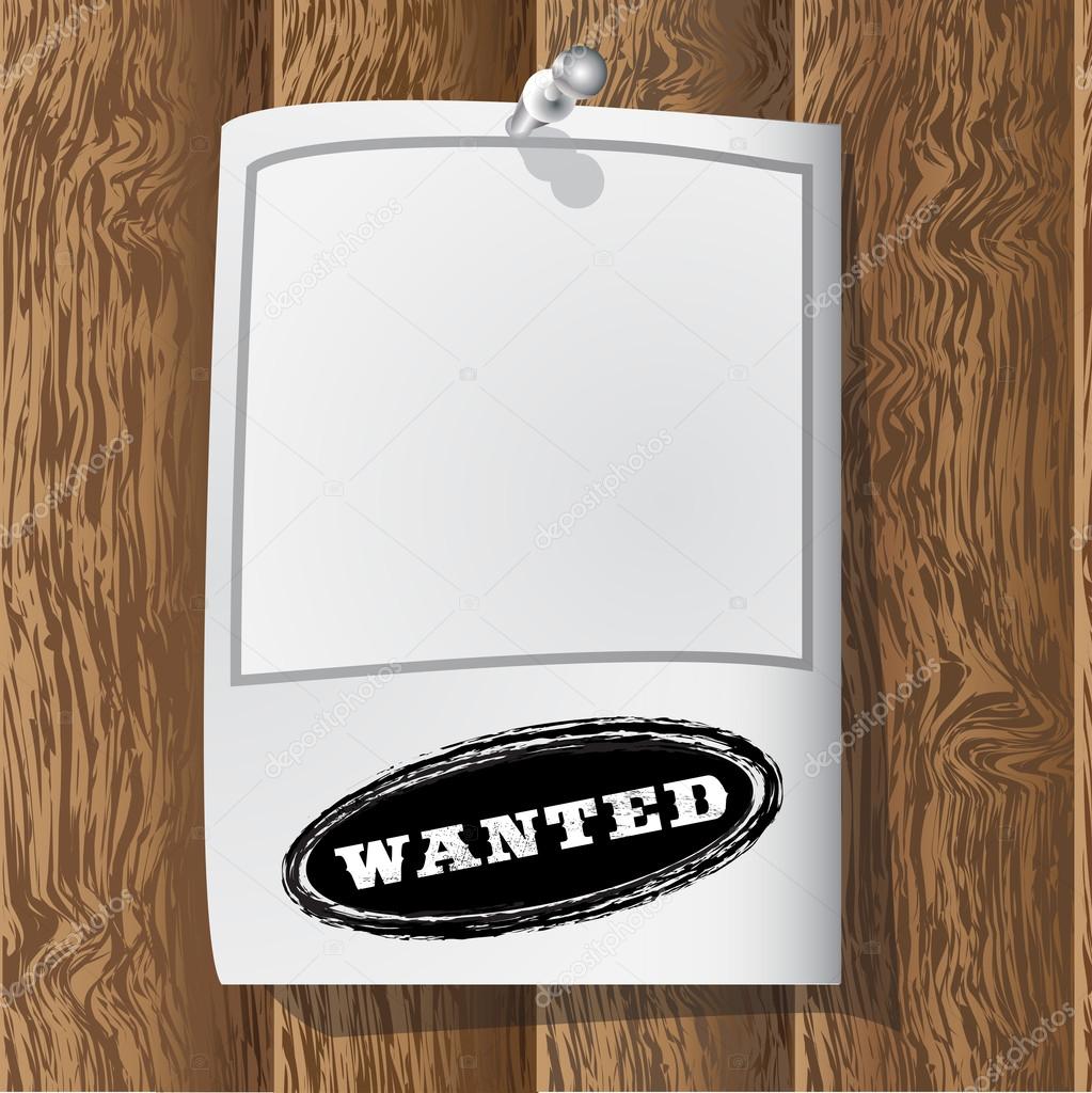 Wanted stamp on hanging peaper