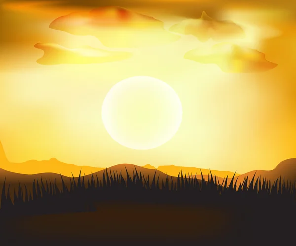 Vector atardecer paisaje fondo — Vector de stock