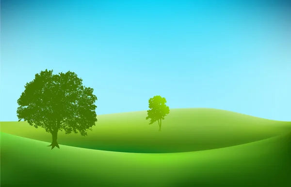 Fondo de paisaje con siluetas de árbol vector — Archivo Imágenes Vectoriales