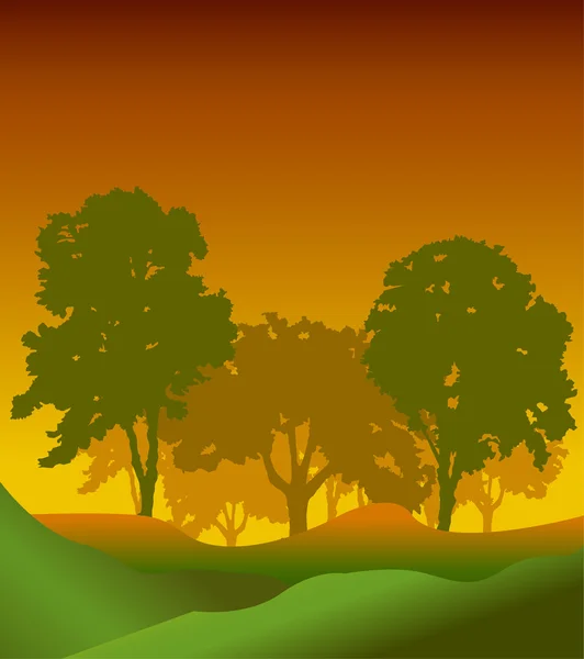 Silhouette alberi forestali — Vettoriale Stock