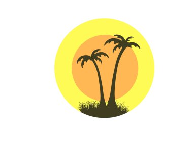 grunge palm emblem or stamp design 