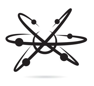 black atom or molecule icon sign 