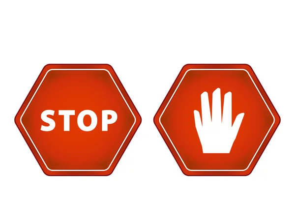Знак остановки и знак руки — стоковое фото