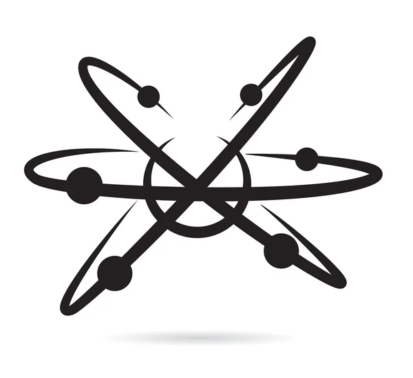 Знак иконы черного атома или молекулы — стоковое фото