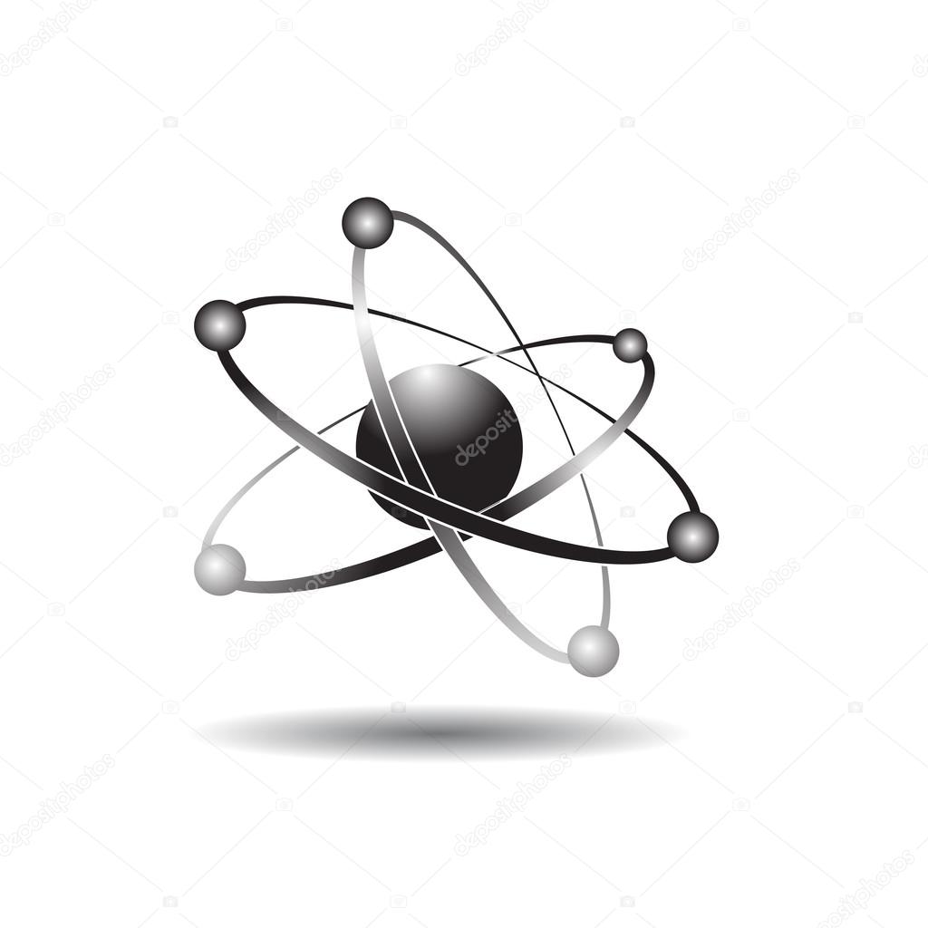 black atom or molecule icon sign 