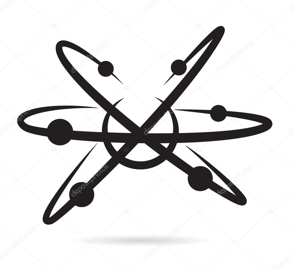 black atom or molecule icon sign 