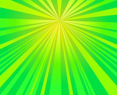 Yeşil patlama, yıldız patlaması arka plan vektör tasarımı ışınları.