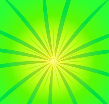 Yeşil patlama, yıldız patlaması arka plan vektör tasarımı ışınları.