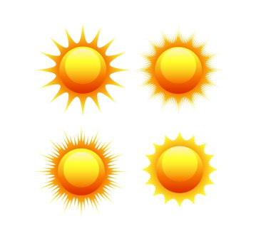 turuncu ve sarı güneş sembolleri vektör güneş Icon set