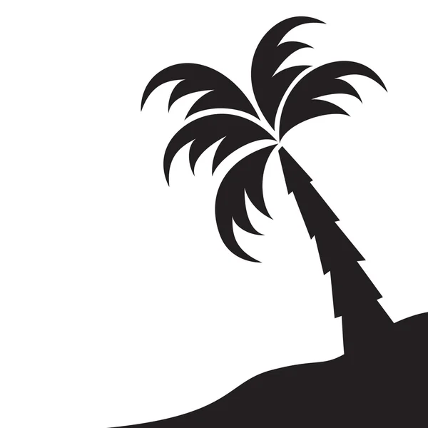 Palm boom en eiland shilhouette gestileerde vector — Stockvector