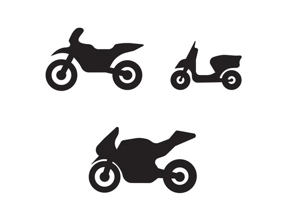 Motorbike motorcycle symbols in black silhouette — Stock Vector