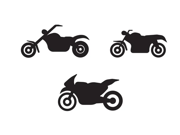 Motorbike motorcycle symbols in black silhouette — Stock Vector