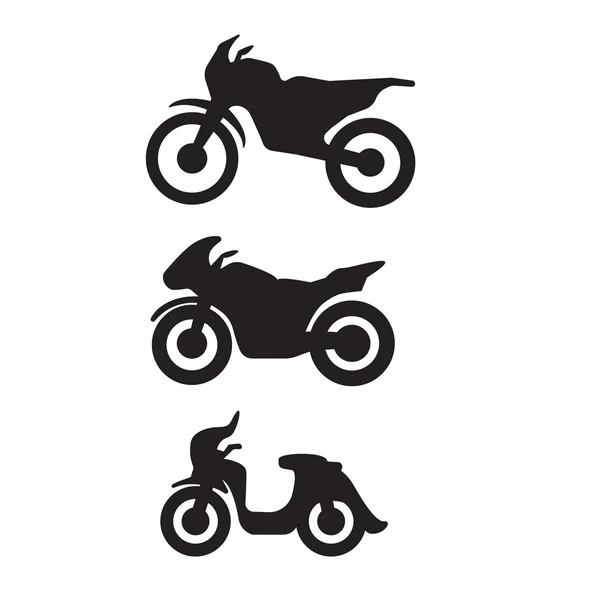 Motosiklet motosiklet simgeler siyah siluet — Stok Vektör