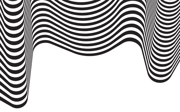 Preto e branco mobious onda stripe design óptico — Vetor de Stock