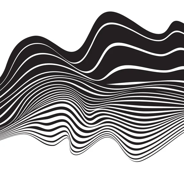 Siyah ve beyaz mobious dalga şerit optik tasarım — Stok Vektör