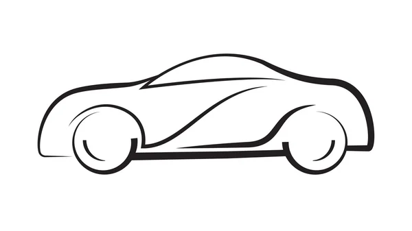 Línea de vista lateral del coche silueta esquema dibujo — Vector de stock