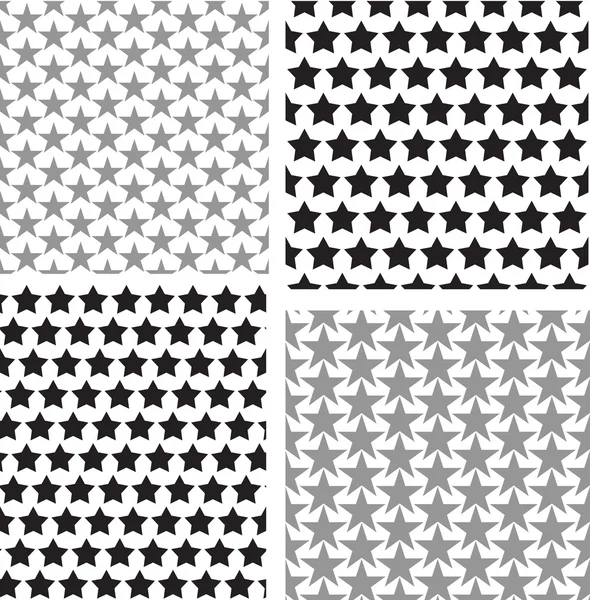 重复的星形模式设置矢量黑色和白色 — 图库矢量图片