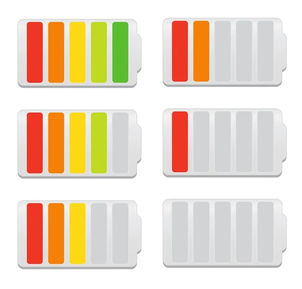 Batterij niveau Indicatorsymbolen — Stockvector