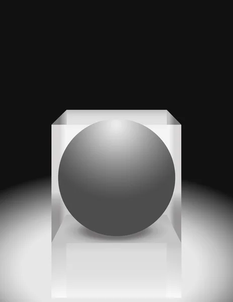 Sfera in cubo. Illustrazione astratta 3d. vettore modificabile . — Vettoriale Stock