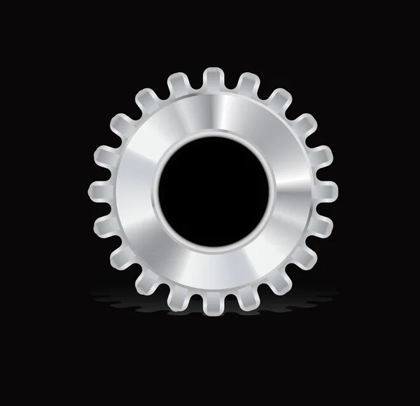 Icono de engranaje de metal en vector negro — Vector de stock