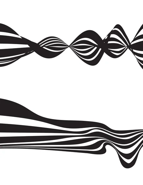 Black and white wave stripe design set - Stok Vektor
