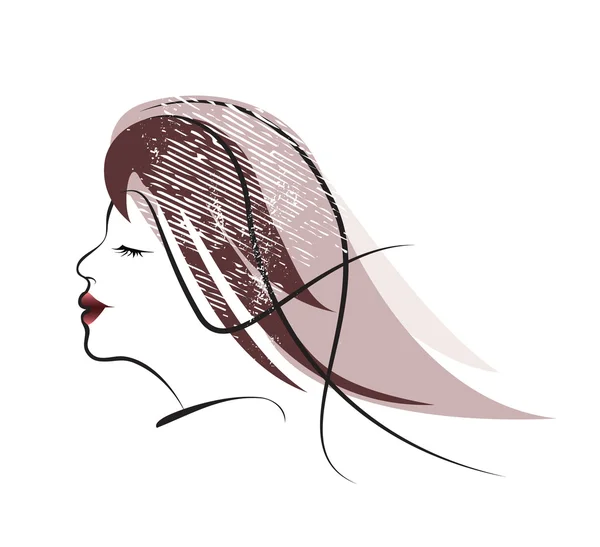 Femme Style de cheveux Silhouette avec textures — Image vectorielle