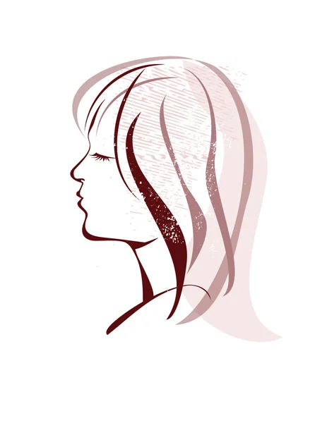 Femme Style de cheveux Silhouette avec textures — Image vectorielle