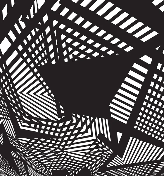 Fondo de arte óptico, op art, straiight diseño en blanco y negro — Vector de stock