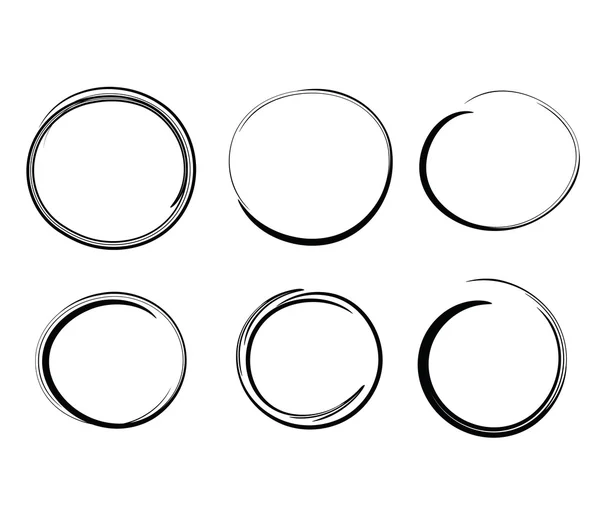 Hand drawn circles, vector design elements — Stock Vector