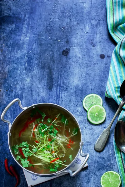 Sopa de pollo con médula vegetal — Foto de Stock