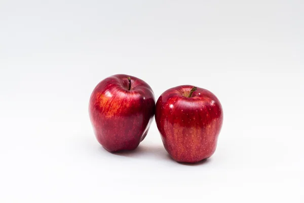 View of two red apples on white background — Stock Photo, Image