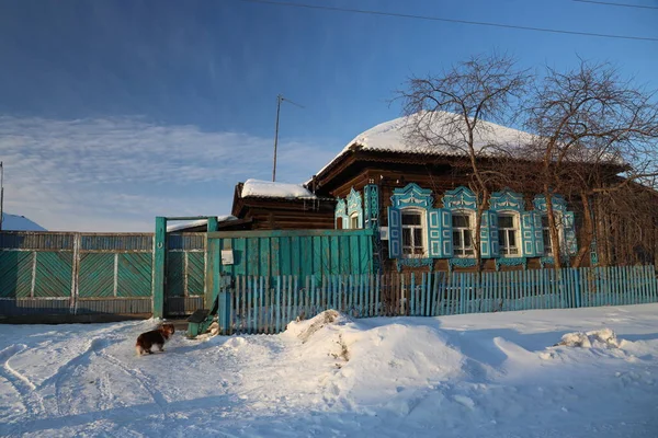 Rusland Centrum Siberië Dorp Feb 2020 Van Dorpen Kinderen Mensen — Stockfoto