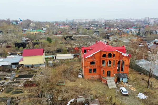 托木斯克市景西伯利亚 俄罗斯 汤姆河 Drone Aerial View History Urban Centre — 图库照片