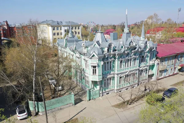 Tomsk Cityscape Siberia Russia Tom River Drone Aerial View History — Stock Photo, Image