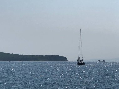 Bir su kütlesindeki büyük bir gemi.