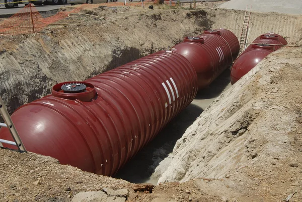 New Gasoline Station Underground Fuel Tanks — Stock Photo, Image