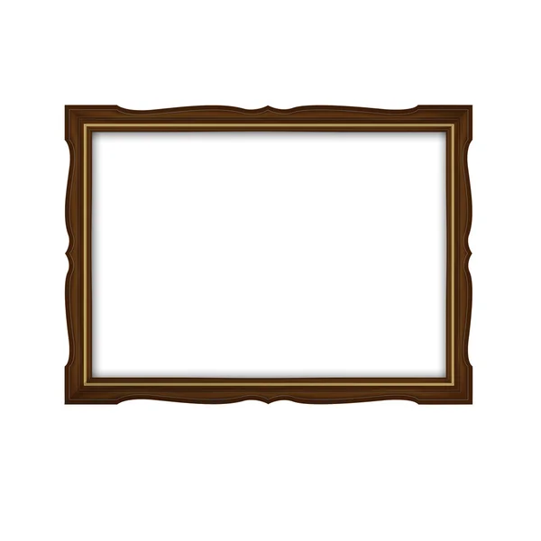 Wooden and gold frame for paintings isolated on white background — Stock Vector