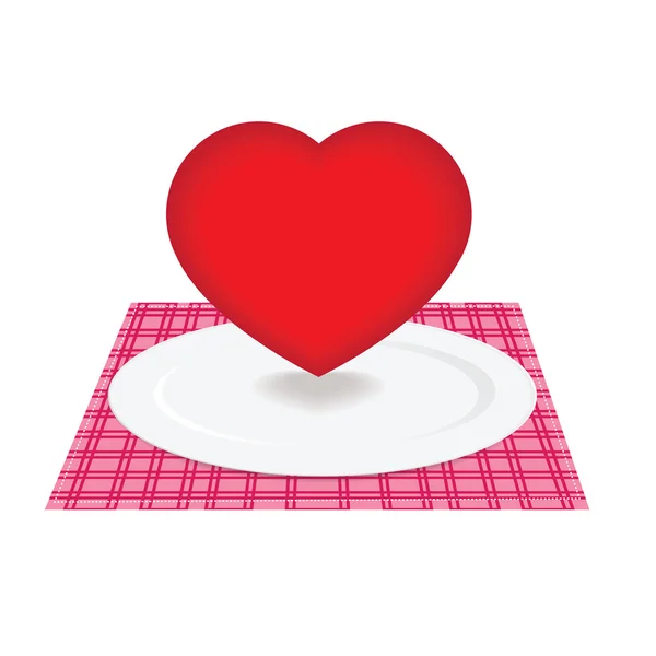Καρδιά στο πιάτο — Διανυσματικό Αρχείο